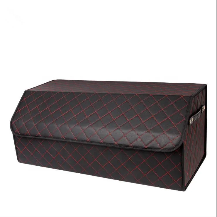 Foldable leather car trunk organizer