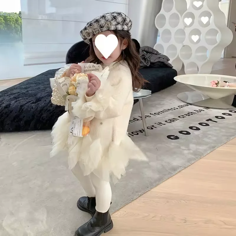 Girls Leather Coat Winter Medium Long Baby Winter New Children Mink Fur Thickened Kids Coat