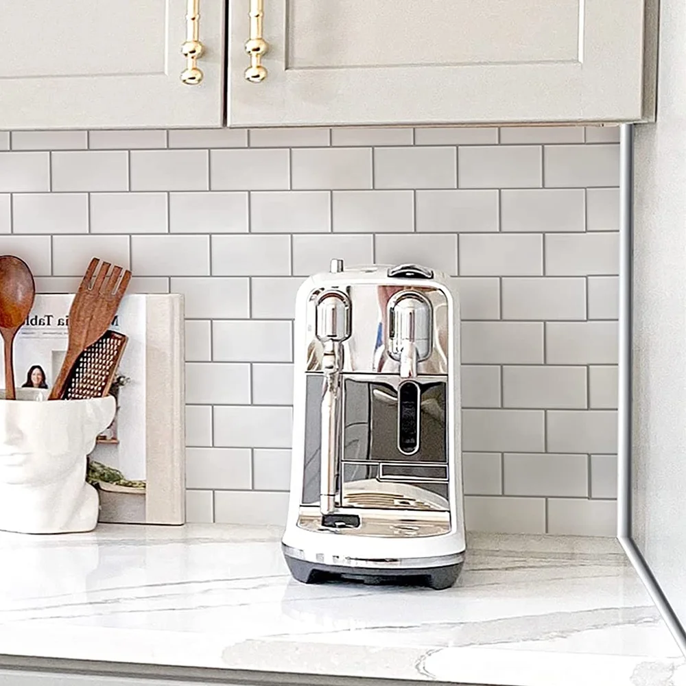 Grey Peel and Stick Vinyl Tile-Edge Trim White Color Tile Trim For Backsplash Self-Adhesive Liner For Corner Decor In Stainless