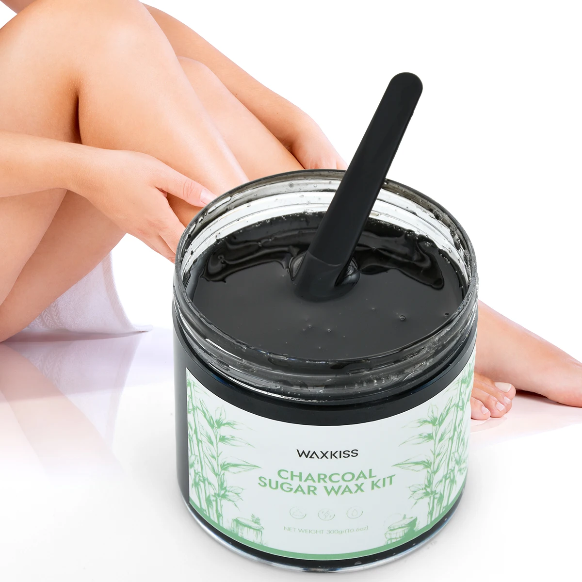 Waxkiss Charcoal Detox 300g Sugar Wax Kit Hair Removal 100% Nature Depilatory Sugar Paste for All Kinds of Skin