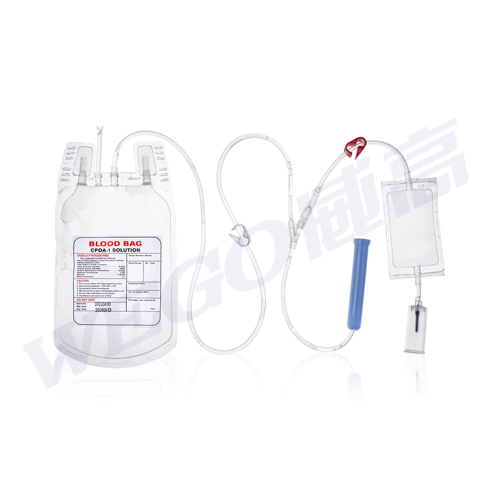 WEGO Hot Sale CPDA-1 Blood Bags: 100ml, 250ml, 350ml, 450ml. 1-4 Bags
