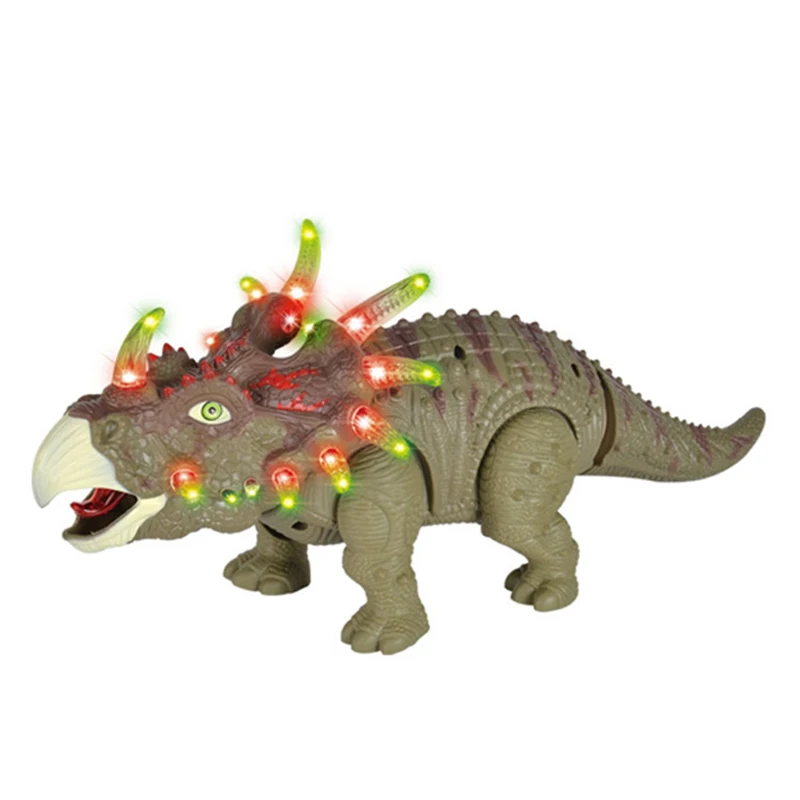 Large light concert walking triceratops model animal simulation electric dinosaur toy