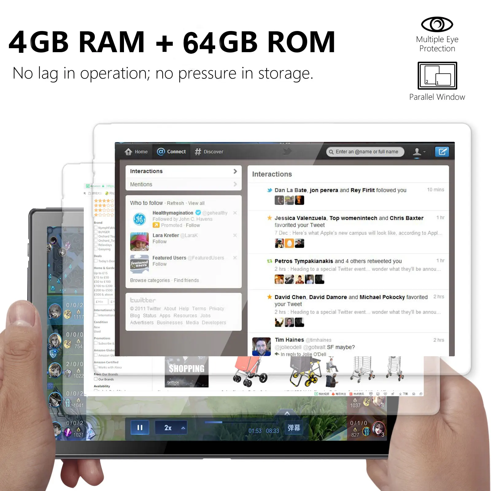 Планшет 2 в 1, Android, 10 дюймов, 4 Гб ОЗУ, 5g, Wi-Fi