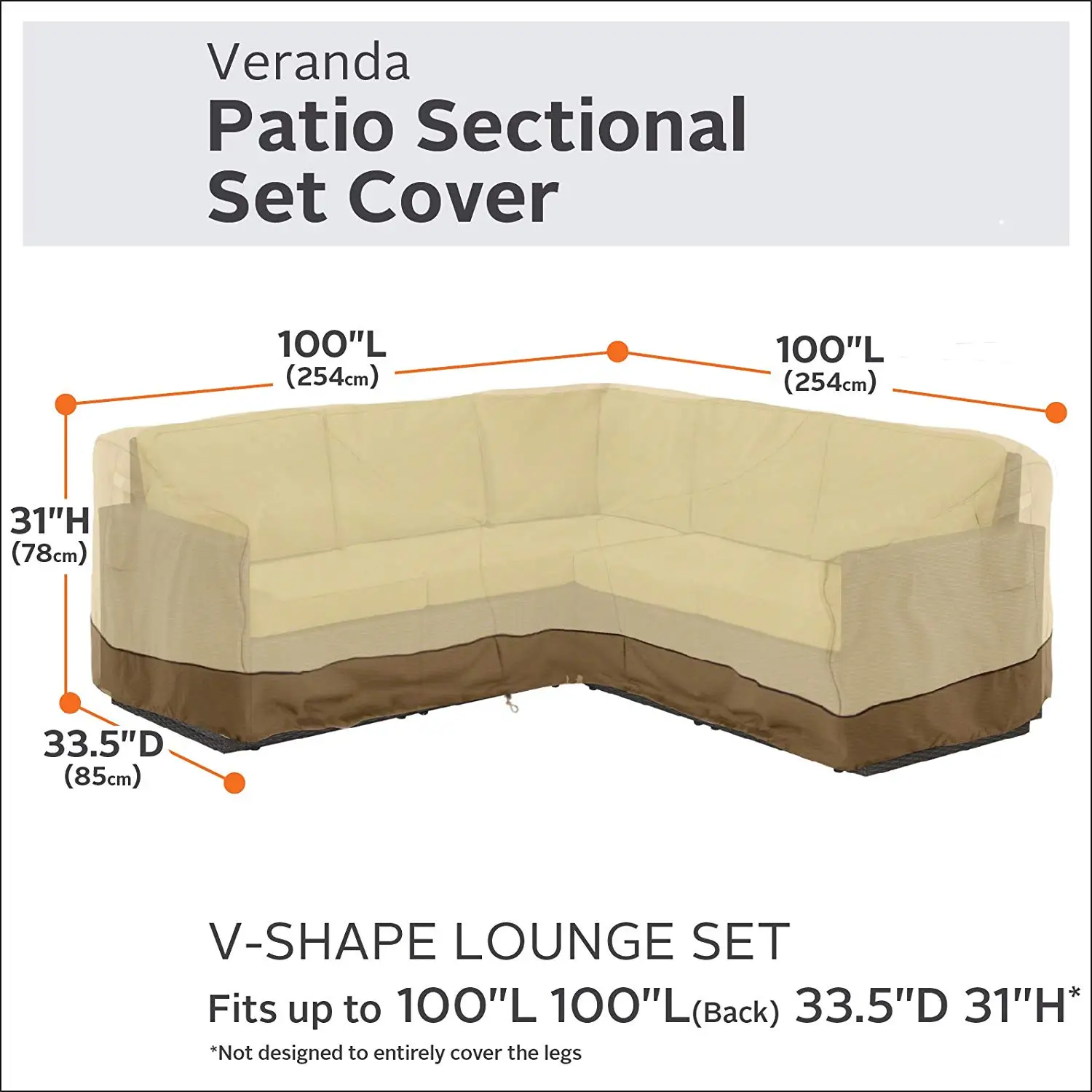 V-shaped waterproof outdoor furniture cover sofa set