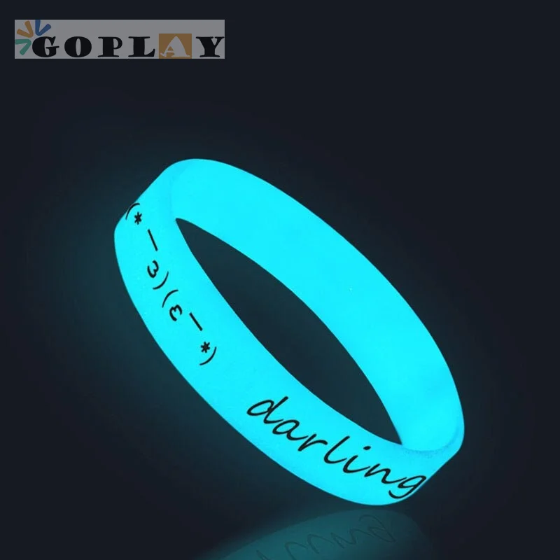 Eco-friendly Color Custom Logo Rubber Bracelet Wrist Band Silicone Luminous Wristband Glow Wristband