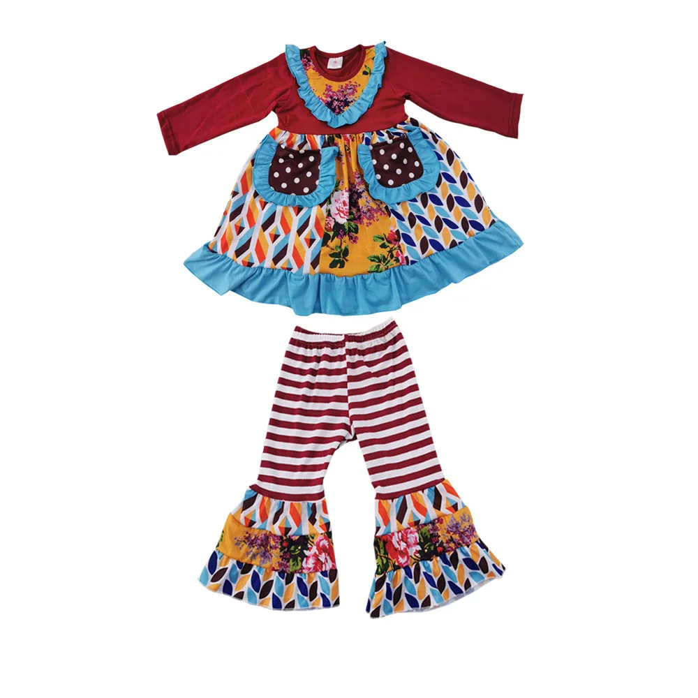 Elegant wholesale baby clothing brand children clothes sets OEM fall girls boutique outfits
