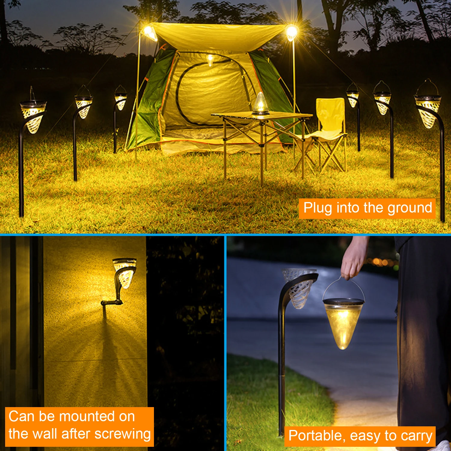 Monocrystalline Silicon Solar Garden Lawn Lamp White Led Panel Pathway Light For Area Lighting