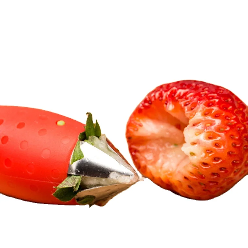 Симпатичный практичный Красный Клубничный хуллер клубничный стержень для удаления верхних листьев фруктовый лист стебель Hullers креативный кухонный гаджет