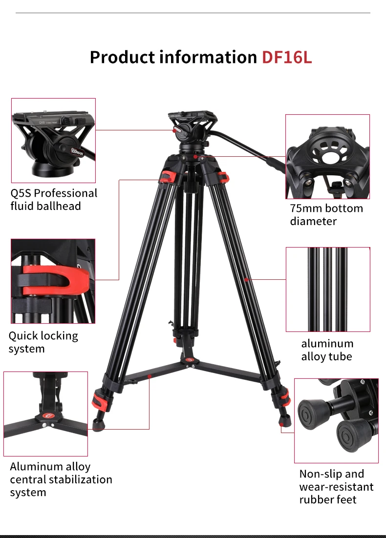 Coman trypod stand  for camera video  professional video camera tripod 1.89m for nikon dslr camera with new fluid head Q5S