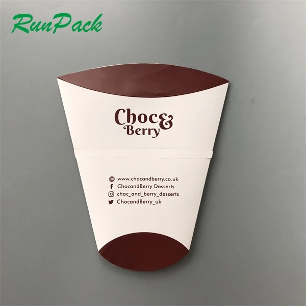 custom recyclable biodegradable kraft paper French fries takeaway ice cream bubble egg waffle crepe paper cone holder packaging