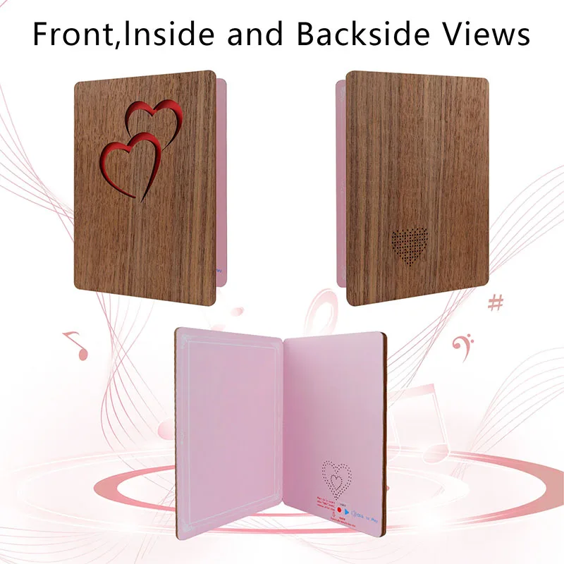 New Design Best Wishes Message Card With Heart Customize Greetings Card With Sound Audio Wish Card