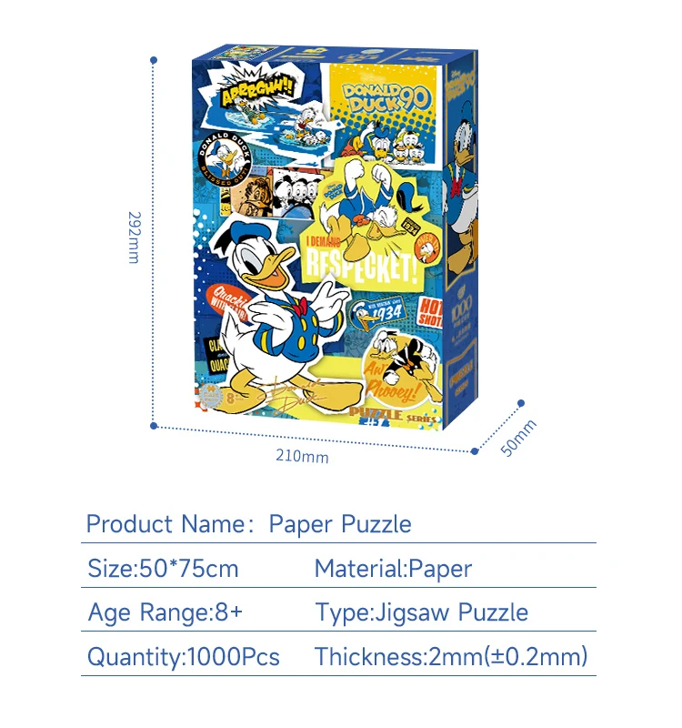 Blue Card Donald Duck 1000 Piece Paper Jigsaw Puzzle 1000pcs mat games