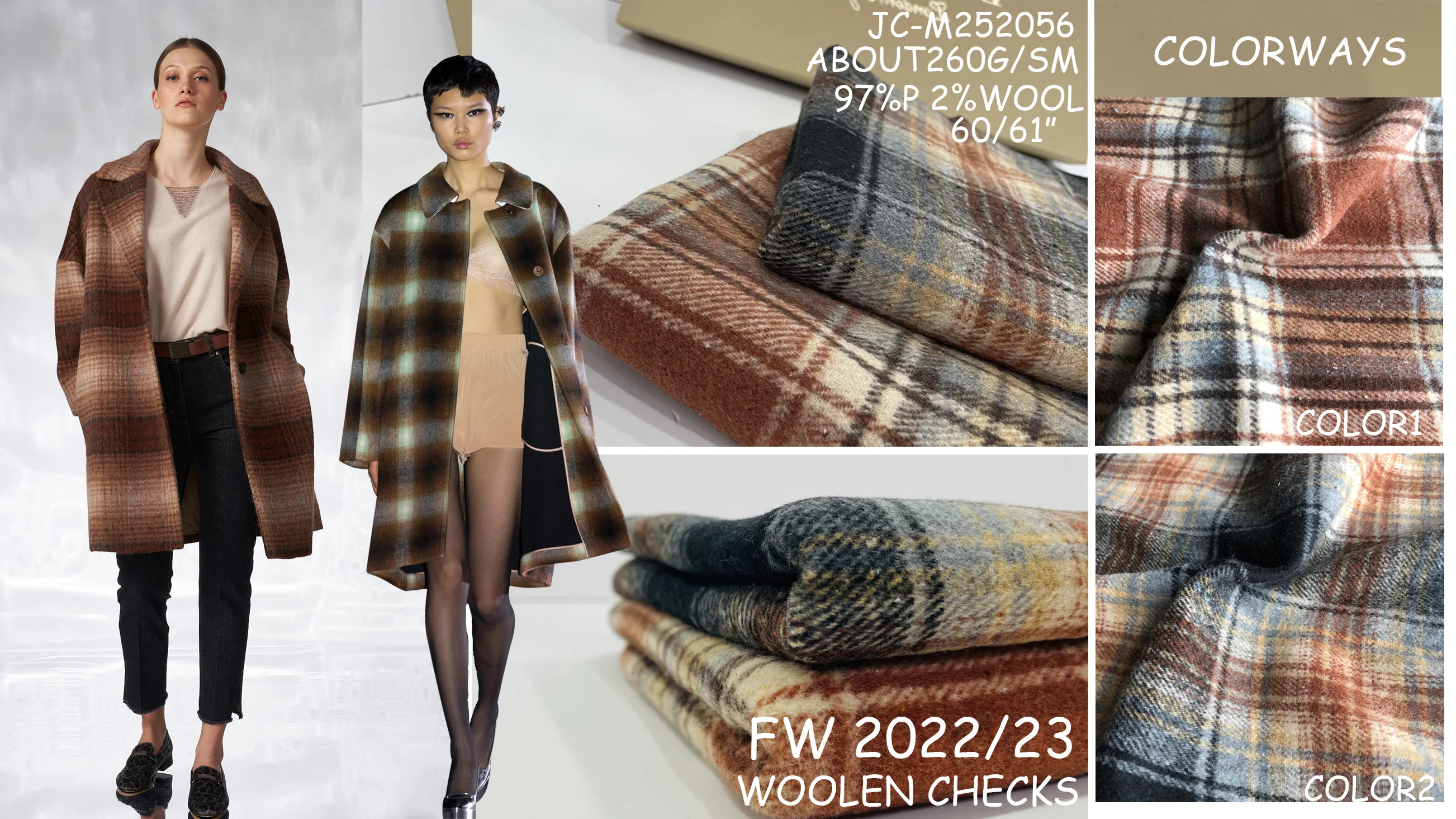  Basic plaid yarn dyed check brushed tweed woolen fabric for