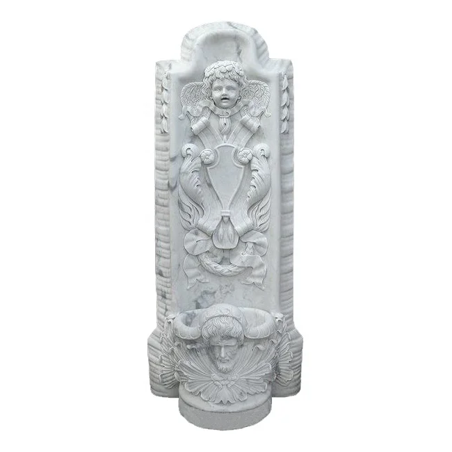 Каменная мебель для дома и улицы красивый маленький настенный фонтан из натурального камня мраморный с младенцем