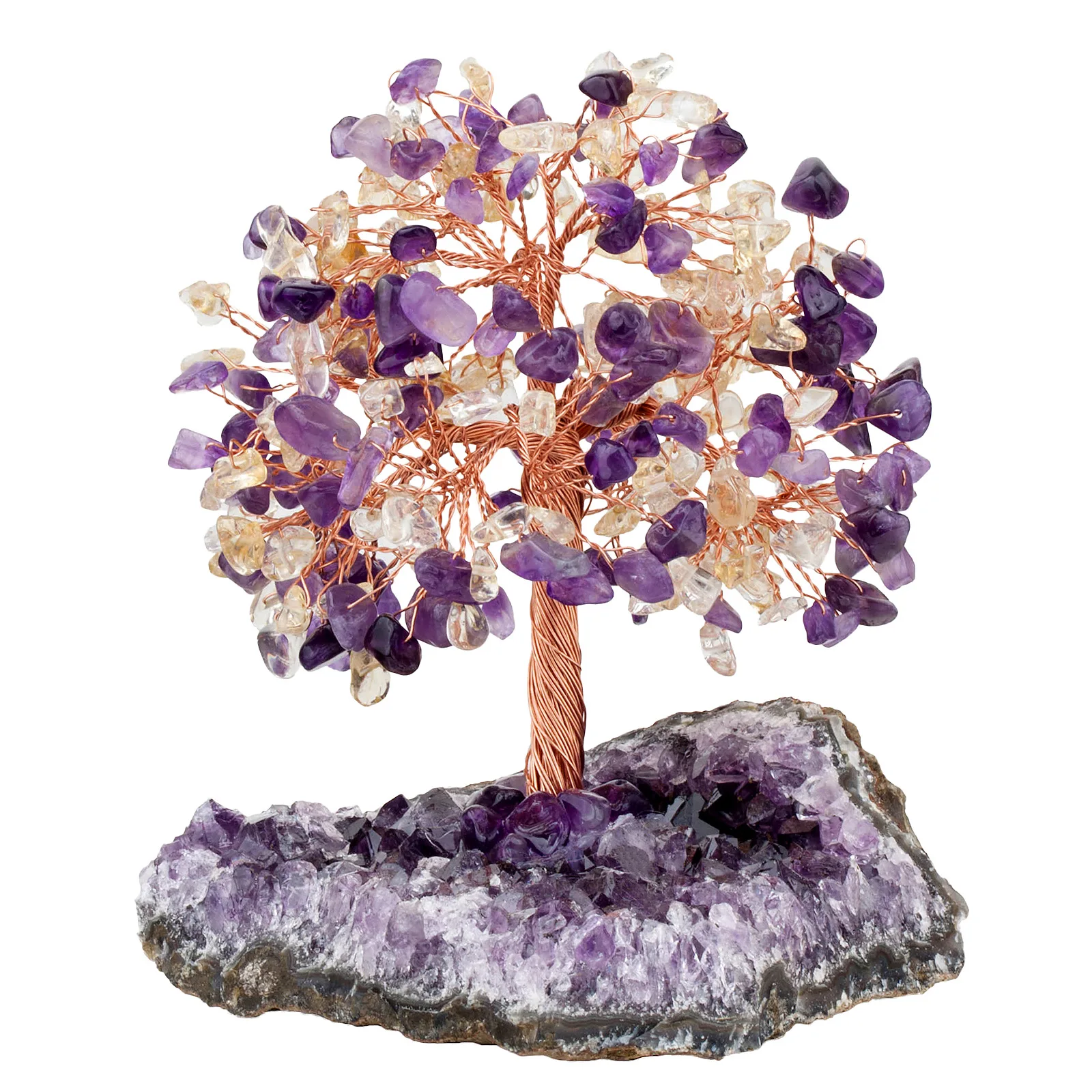 Wholesale Crystal Lucky Tree Natural Healing Stone Craft Money Tree Life Of Tree with Amethyst cluster base