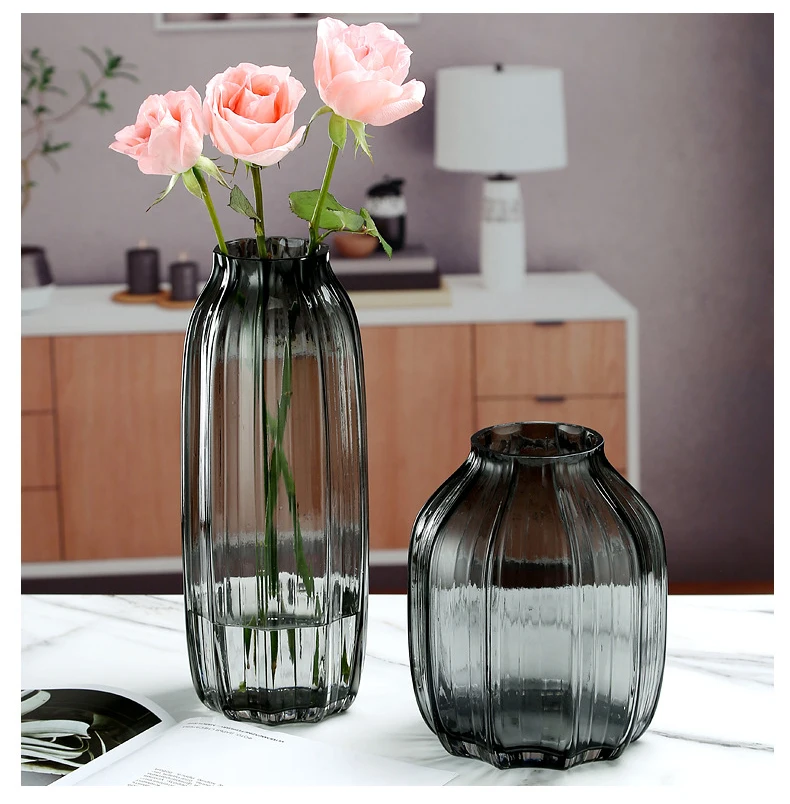 Wholesale Simple Nordic Style Home Decor Luxury Cylinder Clear Flower Glass Vases