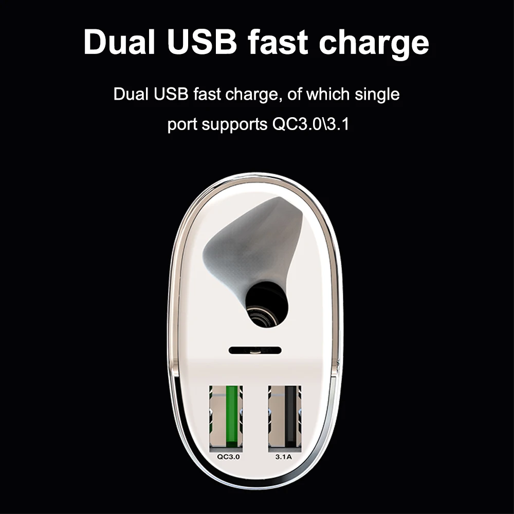 Factory Price Customization Wholesale QC 3.0 Dual USB Car Charger With Wireless Earphones