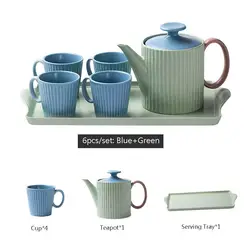 Ceramic Coffee Mug and Teapot with Serving Tray Gift Set Nordic Water Cups Tea Pot Kettle Suit Home Decoration