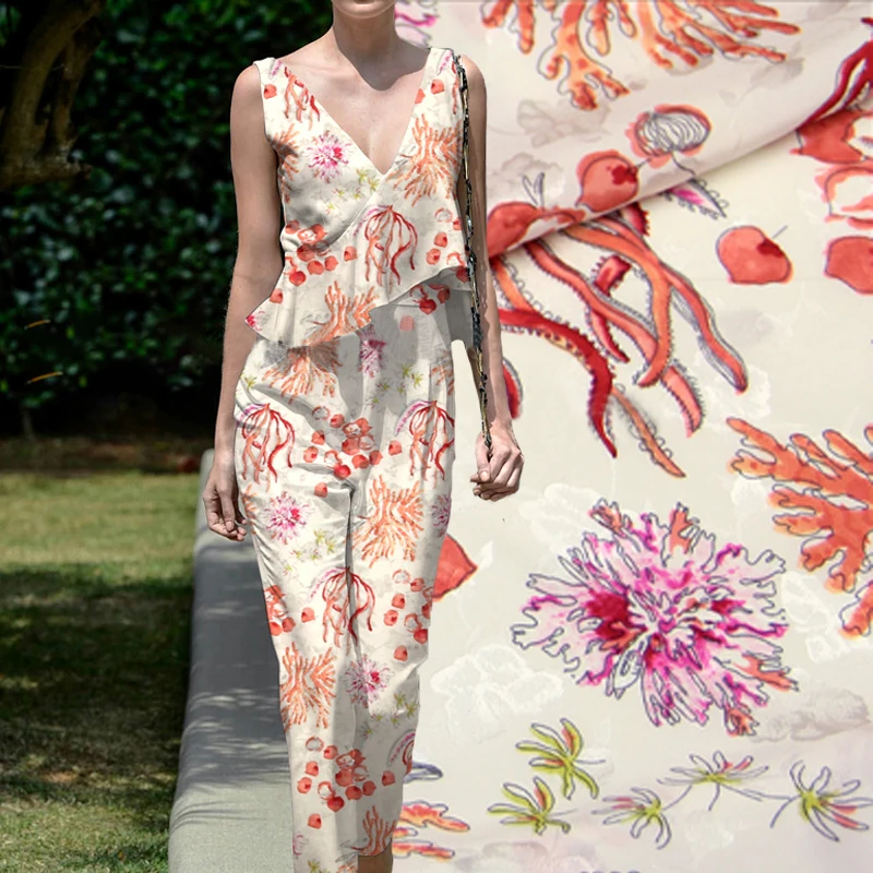 Satin fabric natural material 16.5 MM silk material fabric printed 100% silk fabric for dress silk