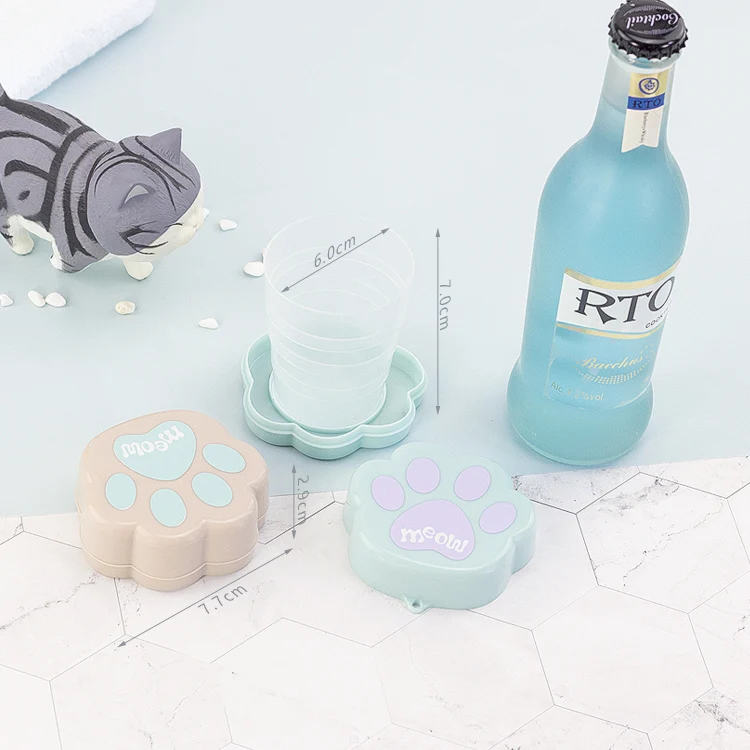 Оптовая продажа, Экологически чистая портативная пластиковая телескопическая чашка в форме кошачьей лапы