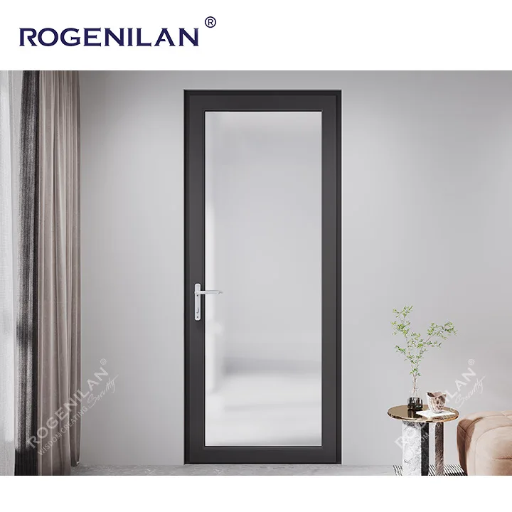 Foshan Cheap smoked glass interior doors white aluminum frame bathroom doors hotel interior french double swing door