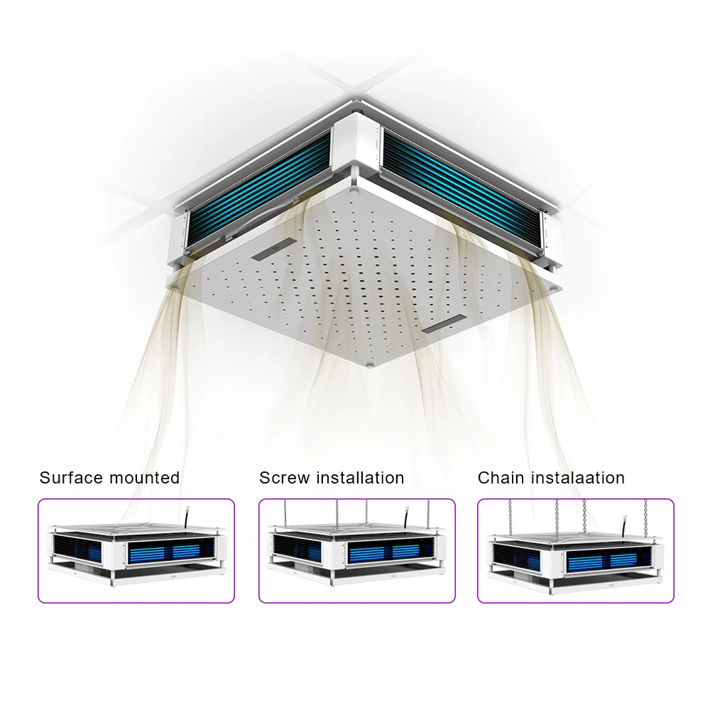 150w Air purification flat UVC Panel light medical Ceiling lamp Recessed uvc sterilization panel light with fans