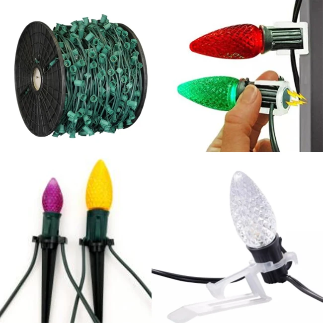 Holiday Festival Bulb Manufacturer C7 LED Christmas Lights Lamp  0.2 W E12 Multicolor Ceramic Christmas Decoration Bulb