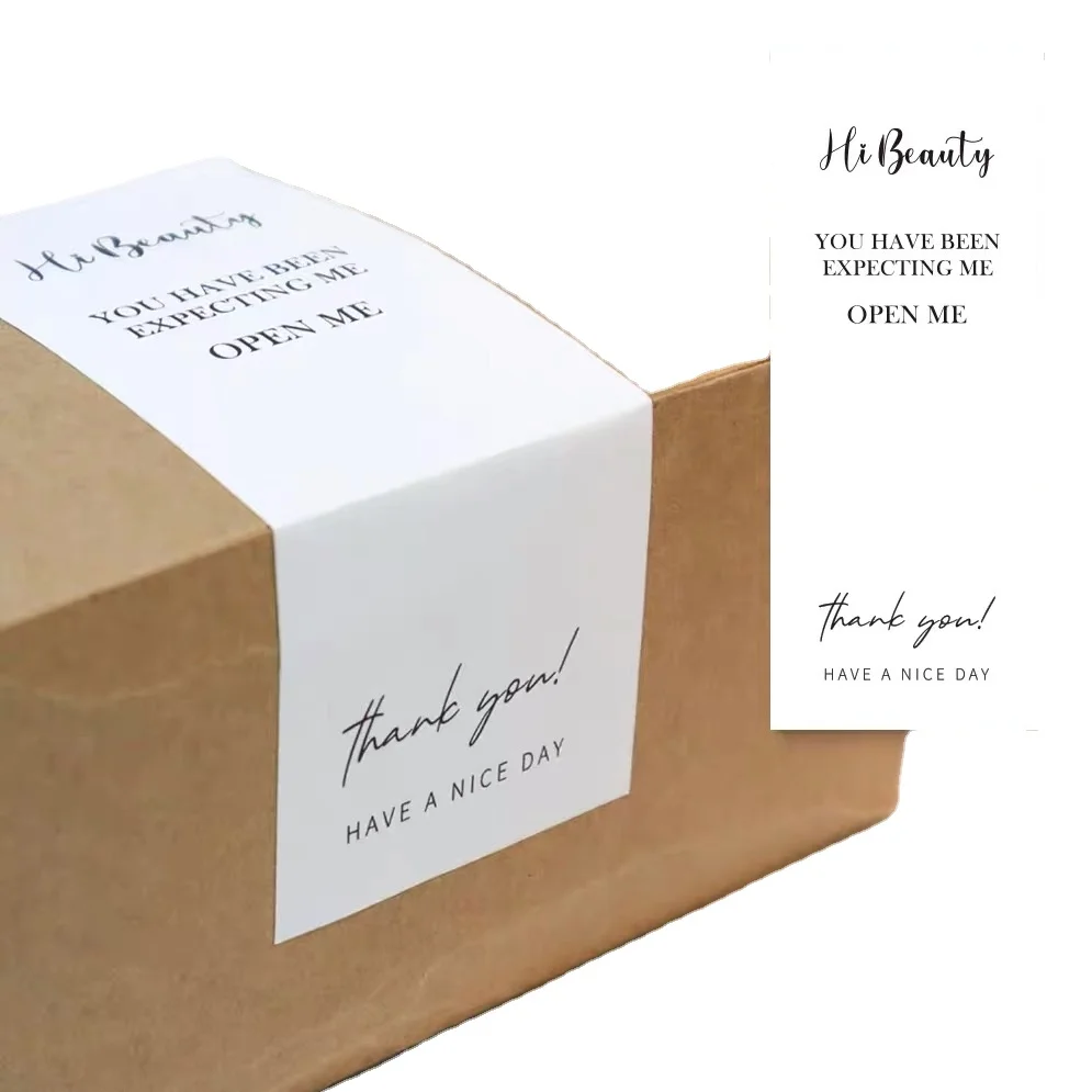 Custom Printing Logo Sticker Sheet Rectangle Thank You Adhesive Packaging Label