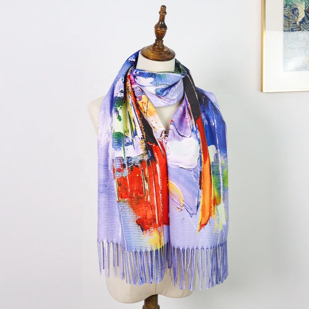 Customized Print Winter Warm Cheap Pashmina Scarves And Shawls Cashmere For Christmas Gift Scarf