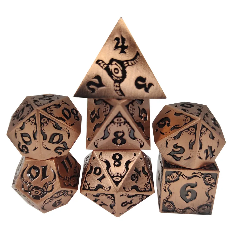 Dnd & Rpg Mtg оптовая продажа кубических игральных Кубков аксессуары для настольных игр Набор многогранных металлических с номерами