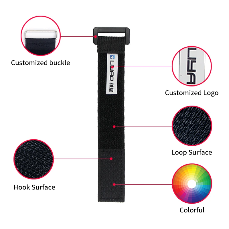 China Manufacturer Custom Size Eco-Friendly Soft Adjustable Bike Strap Cable Tie Elastic Hook And loop Strap