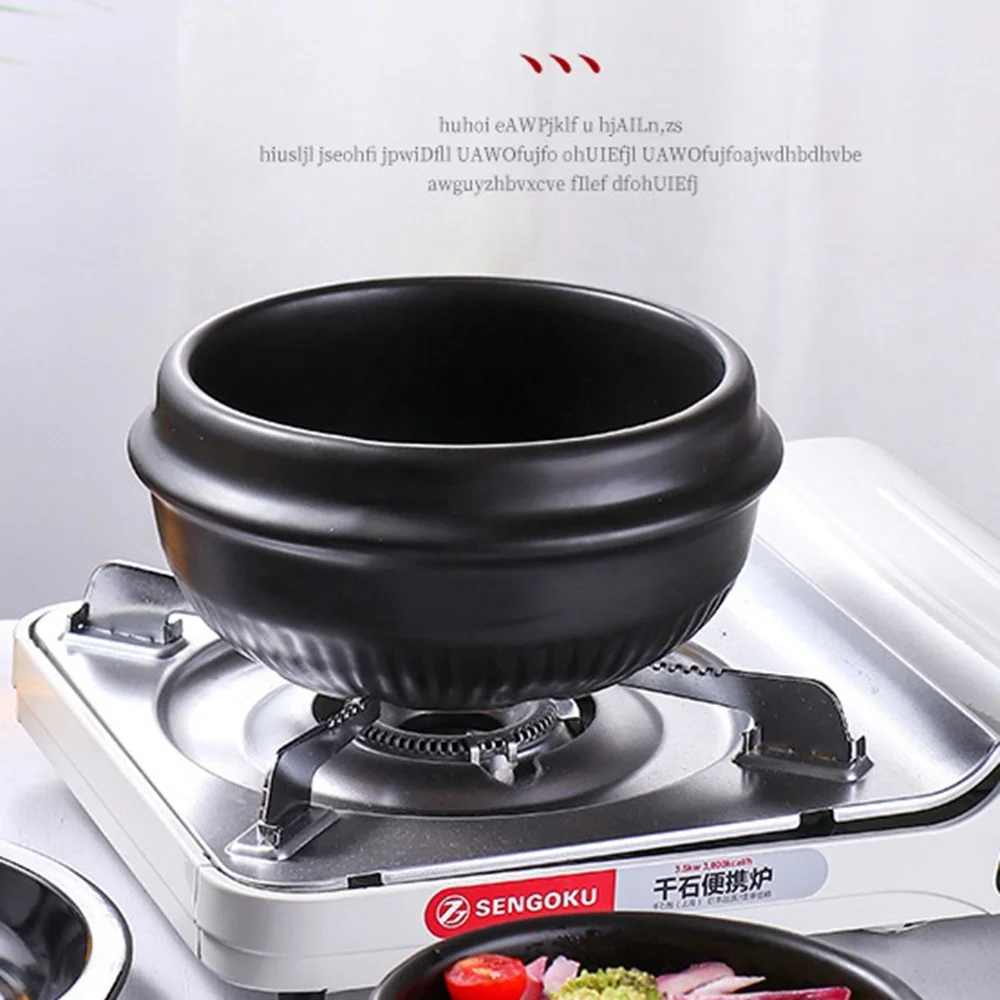 Korean Soybean Paste Soup Stone Bowl Korean Cuisine Dolsot Bibimbap Rice Soup Stone Bowl Black Casseroles Food Serving Bowl Set