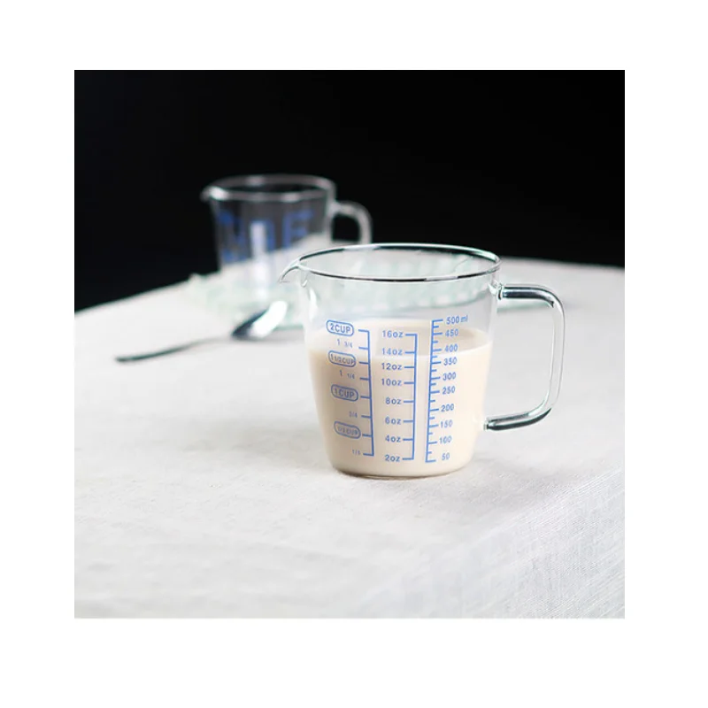 Comi Kitchen Reusable Graduated Scale Borosilicate Measuring Cup Beaker with Handle