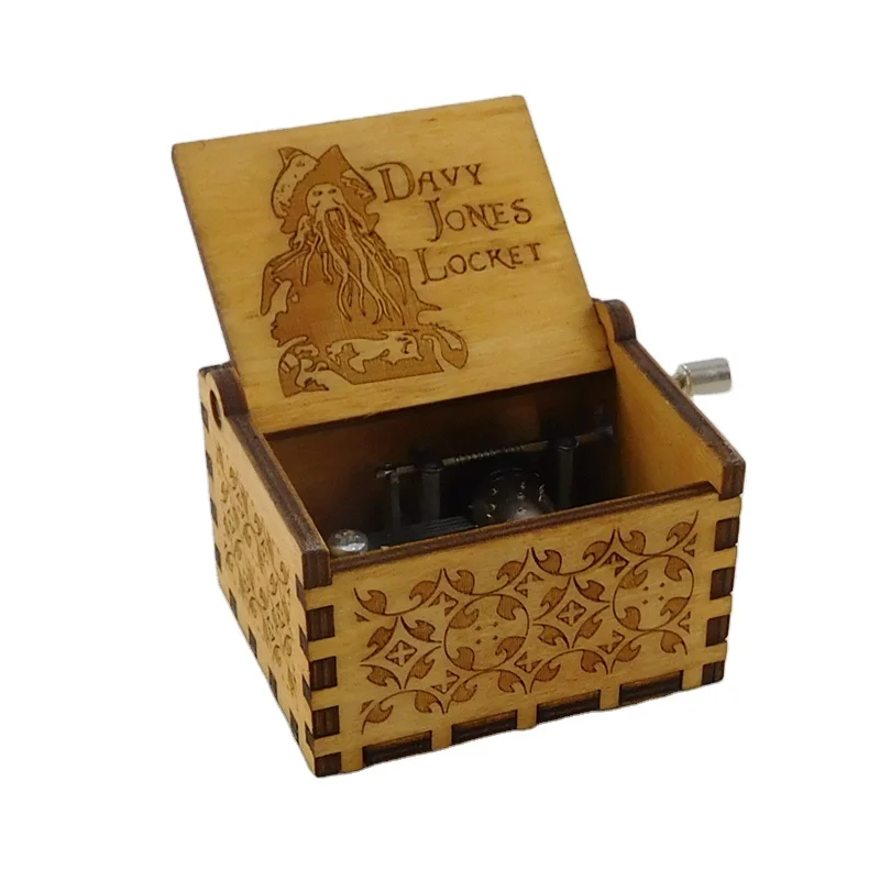 New Arrbead Boardm Wood Music Box Custom Printed Squared Shaped Hand Crankplaquewooden Music Box for Birthday Gift Wooden Box HY