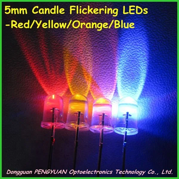 3.0-3.5V 3mm 5mm Candle flickering LEDs Orange/Amber ( CE & RoHS Compliant )