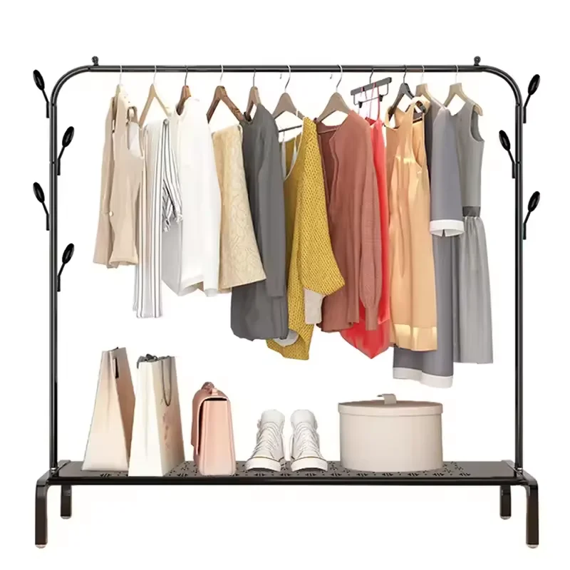 Stand Coat Rack Free Standing Home Mobile Children Entryway Metal Coat Rack With Wheel