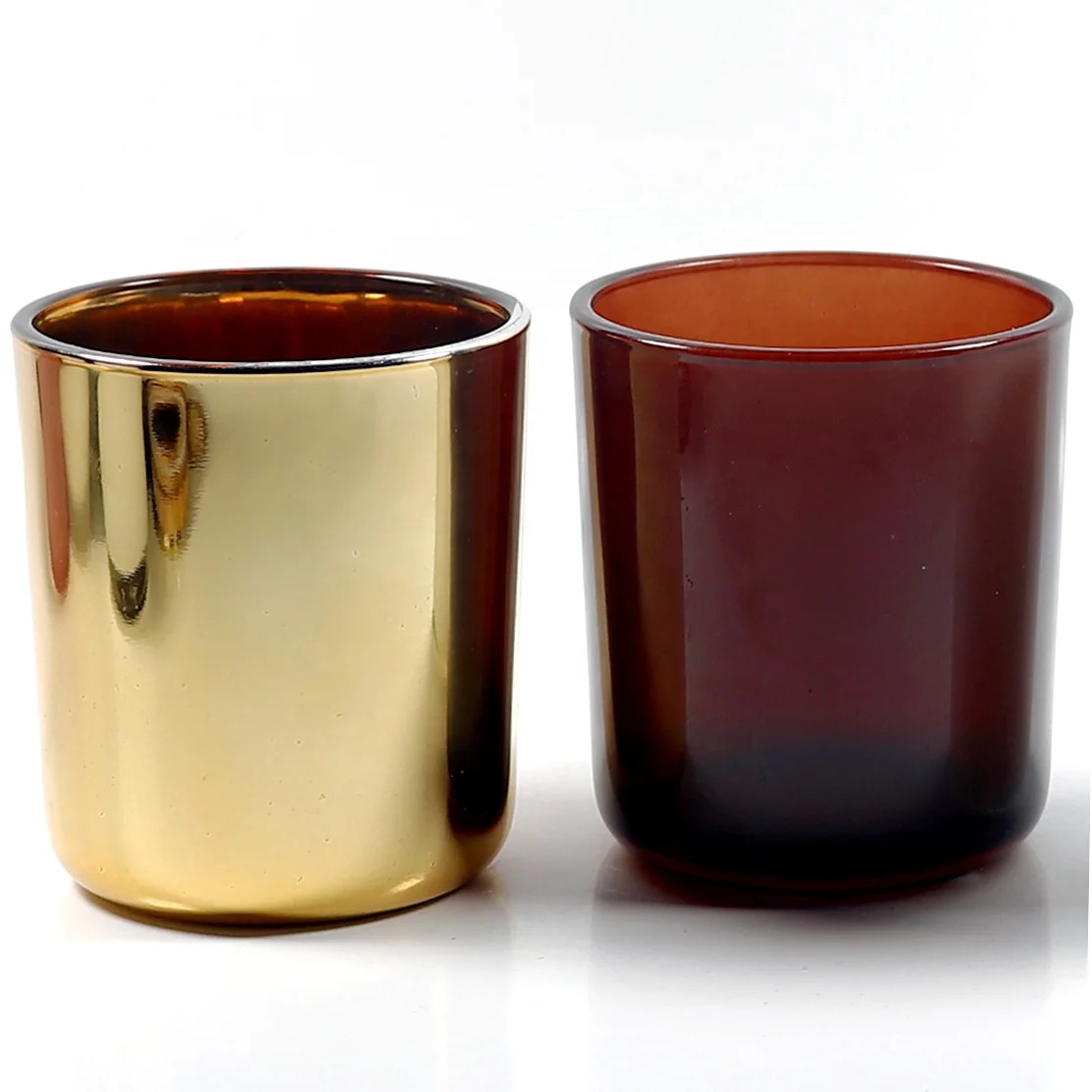 12 oz Luxury Glass Candle Jars with Shine Gold and Glossy Burgundy Lids Home Decoration Recommended for 9 oz-10 oz Wax Filling