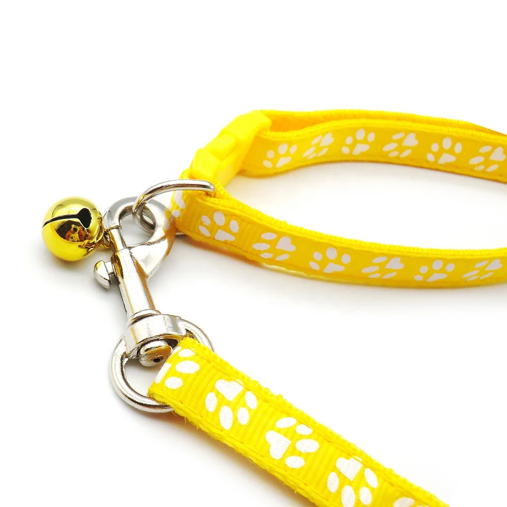 Dog paw print leash dog and cat outdoor walking adjustable leash collar set cartoon print small pet leash