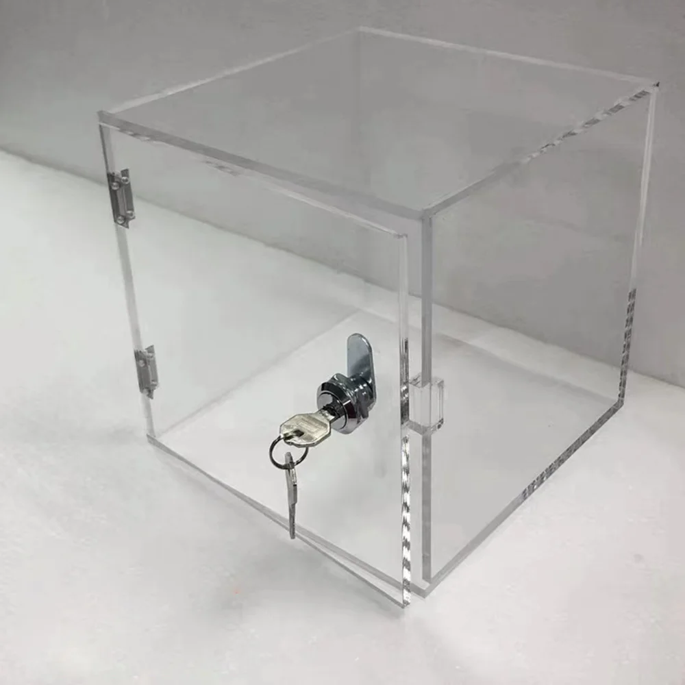 Acrylic Wedding Clear Crystal Money Box Gift Card Box with Lock For Wedding Reception Cards Sign