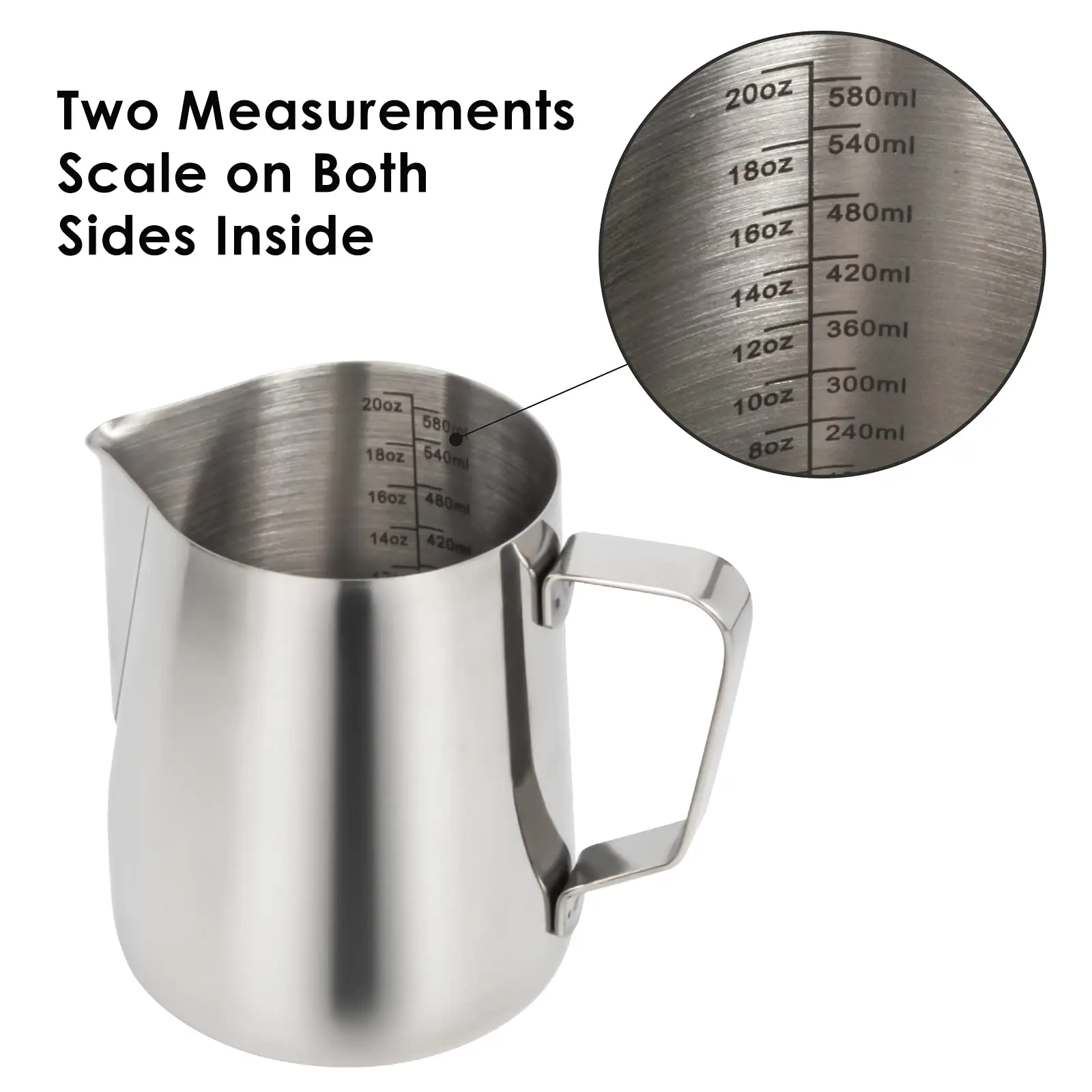 350ml 600ml Stainless Steel Metal Measuring Coffee Steaming Pitcher Cup Espresso Barista Tools Milk Frothing Jug Milk Pitcher