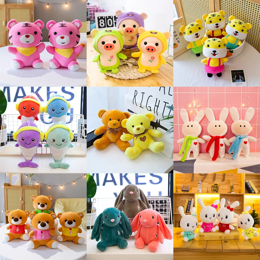 Factory Wholesale 20cm Mix Embroidery Stuffed Animal Plush Toy Crane Machine Plushie Doll Vending Claw Machine Plush Toy