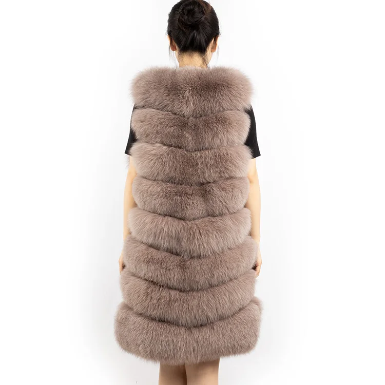 Оптовая цена, зимнее женское меховое пальто, жилет цвета хаки из лисьего меха для дам