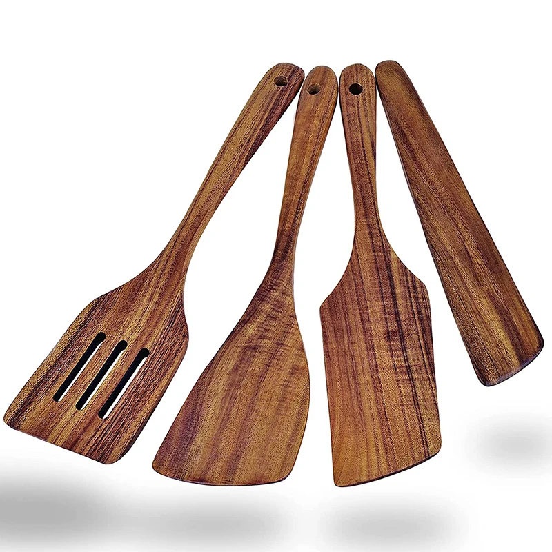 wooden cooking kitchen accessories  kitchen tools set scraper turner teak wood spatula set