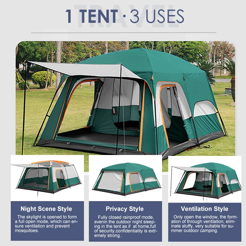 Custom Large Outdoor Fold Ultralight Tent Pop Up Glamping Camping Tent Luxury Camp Tent Waterproof With Bed