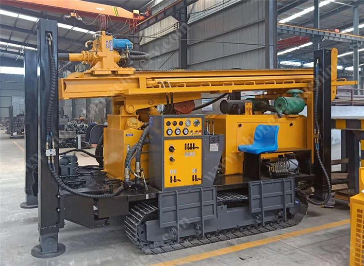300 meters air comprerssor and mud pump Bore hole drilling machine Crawler mounted water well drilling machine