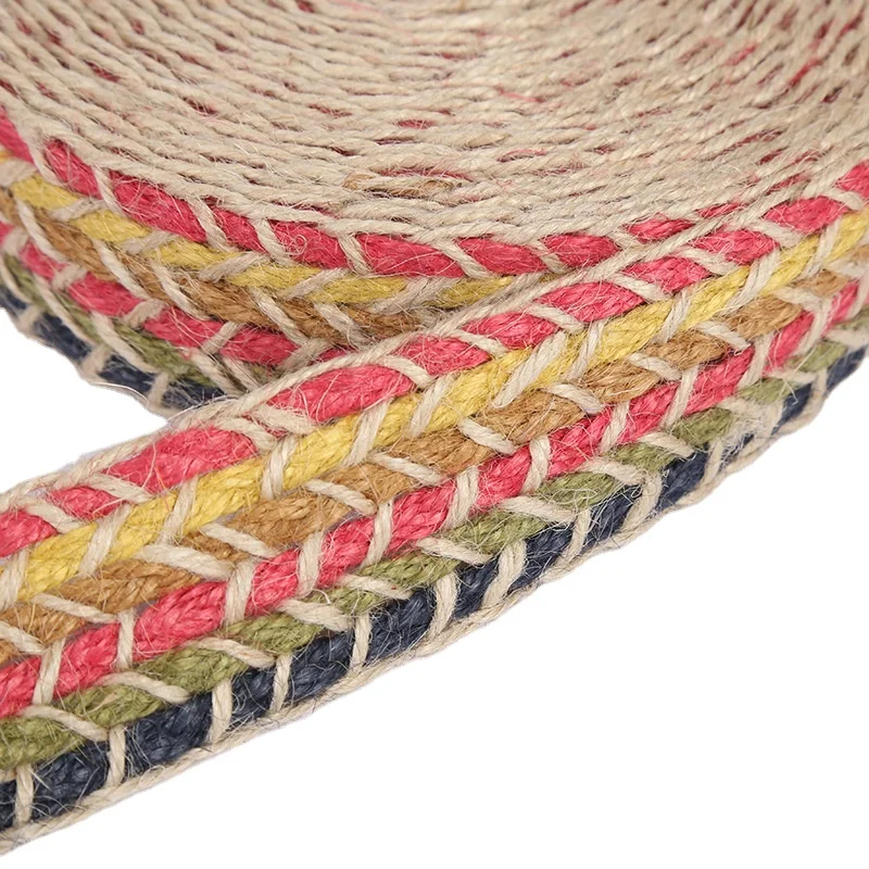 6cm flat braided jute tape natural Cotton Jute Lace Trim ribbons and laces for crafts