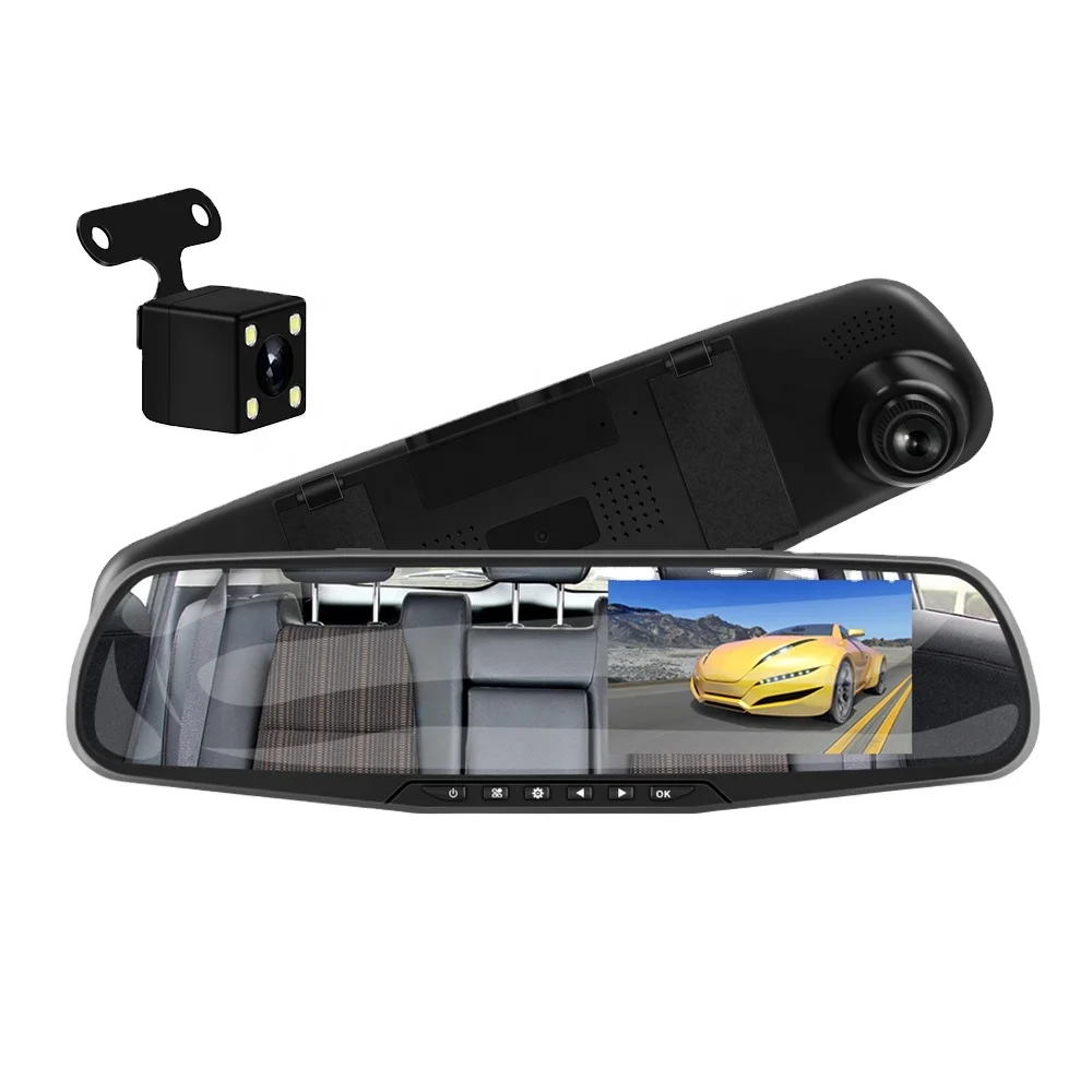 Car Dvr Camera Rearview Mirror Dash Digital Video Recorder Dual Lens Registratory Camcorder Full HD 1080P Auto 4.3 Inch LCD,TFT