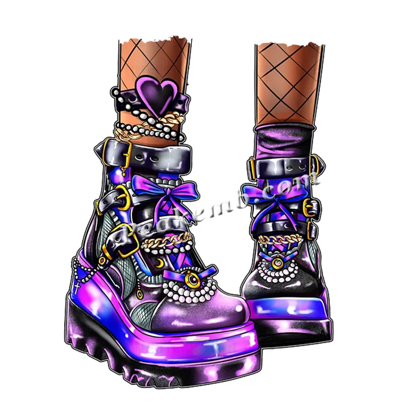 Fancy Punk Shoes High Heels DTF Prints Transfer Iron on High Heels Shoes Sublimation Design for T-shirts