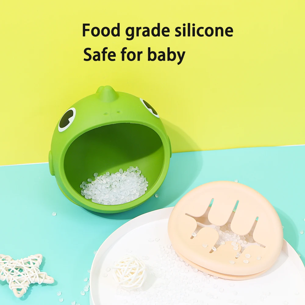 Anti Spill Silicone Collapsible Dinosaur shape Baby Food Feeding Bowls Sets Toddler and Baby Snack Catcher bowl