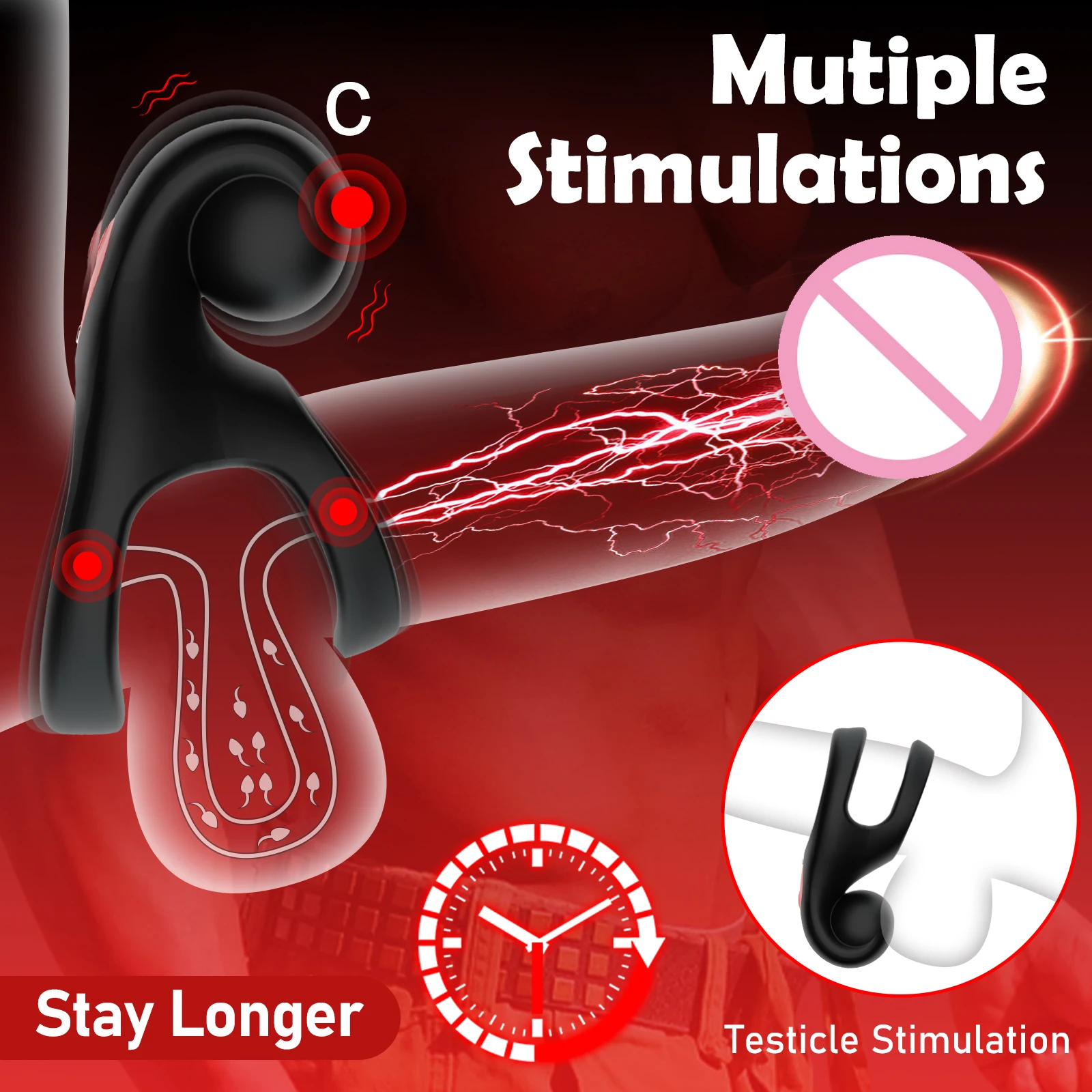 Vibrating Cock Ring double ring vibration 10 speed delay ejaculation penis exerciser couples share shock erotic products